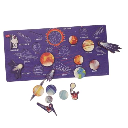 FRCOLOR Holzspielzeug Sonnensystem Puzzle Lernspielzeug Planeten Zuordnungsspiel Pädagogisch Sicher Großformat Holzpuzzle Kreativ Feinmotorik von FRCOLOR