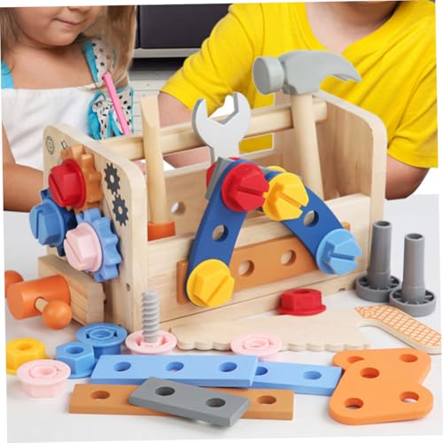 FRCOLOR Holzspielzeug Werkzeugkoffer Lernset Realistisches DIY Reparaturset für Handliche Feinmotorik Kreativität Ab Jahren Spielerisches Lernen von FRCOLOR