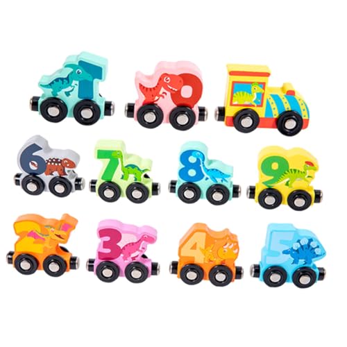 FRCOLOR Holzspielzeug Zugset für Kleinkinder mit Dinosaurier und Tiermotiven Fördert Hand Auge Koordination Motorische Fähigkeiten und Logisches Denken Pädagogisches Lernspielzeug für Ab von FRCOLOR