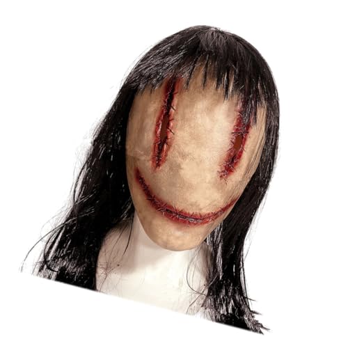 FRCOLOR Horror Maske mit Langem Haar Gruselige Halloween Leichte Cosplay Gesichtsmaske für Erwachsene Sichere Langlebige Partydekoration für Halloween Kostüm und Fest FRCOLOR Horror Maske mit Langem Haar Gruselige Halloween Leichte Cosplay Gesichtsmaske für Erwachsene Sichere Langlebige Partydekoration für Halloween Kostüm und Fest von FRCOLOR
