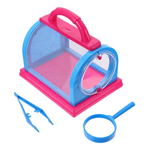 FRCOLOR Insekten Beobachtungsbox mit Lupe und Pinzette Tragbarer Insektenkäfig für Wissenschaftliche Erkundungen und Experimente Rosa von FRCOLOR