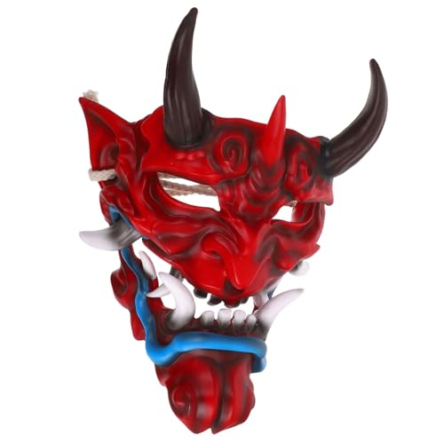 FRCOLOR Japanische Oni Halloween Maske für Erwachsene mit Hörnern Gruselige Dämonen-gesichtsmaske mit Flexiblem Riemen für Cosplay Halloween-partys und Maskenbälle FRCOLOR Japanische Oni Halloween Maske für Erwachsene mit Hörnern Gruselige Dämonen-gesichtsmaske mit Flexiblem Riemen für Cosplay Halloween-partys und Maskenbälle von FRCOLOR