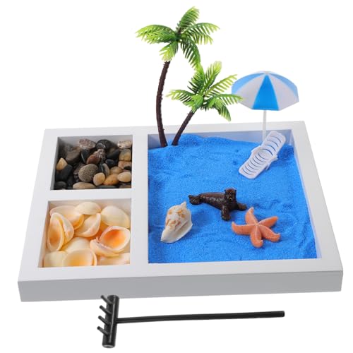 FRCOLOR Japanischer Sandkasten Mikro Landschaftsdekoration Japanischer Stil Tisch Sandbox Ornament Zen Garten für Schreibtisch Wiederverwendbares Strand Deko Kompakt und Kunstvoll von FRCOLOR