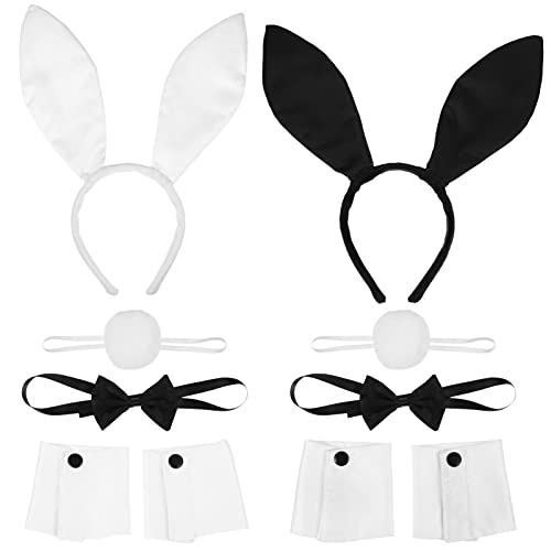 FRCOLOR Kaninchen Bunny Ohren Stirnband Fliege Set Halloween Kostüm Kit Zubehör für Cosplay Kostüm Party 10 Stück von FRCOLOR