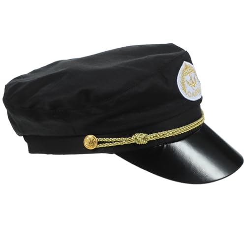 FRCOLOR Kapitänsmütze Schwarz Baumwolle Kostüm Mütze Für Party Cosplay Karneval Bootsfahrer Zubehör Jungen von FRCOLOR