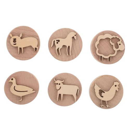 FRCOLOR Kinderfarbgelder Stempelmacher Stempel für Kleinkinder Art Seal für die frühe Entwicklung Briefmarkenspielzeug Vorschulhandwerksvorräte Tierstampfer Holz Khaki von FRCOLOR