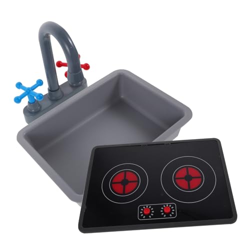 FRCOLOR Kinderküchen Spielset mit Wasserhahn und Spüle Realistische Induktionsherd Küchengeräte Licht und Soundeffekte Kindgerechte Fördert Feinmotorik und Eltern Junge Mädchen Interaktion von FRCOLOR