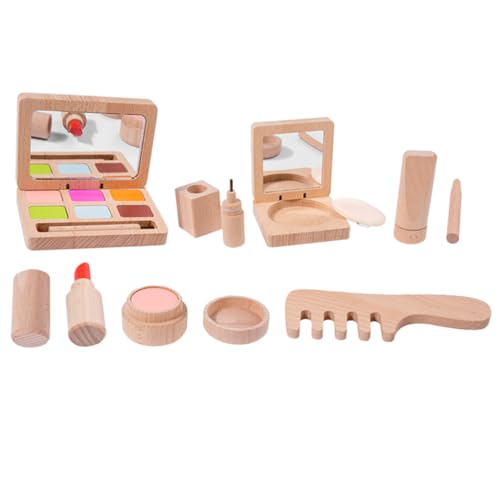 FRCOLOR Kinderschminke Holzspielzeug Sicheres Mädchen Makeup Spielset Leichtes Beauty Salon Pretend Play Toy für Kreative Rollenspiele zu Geburtstag und Weihnachten von FRCOLOR