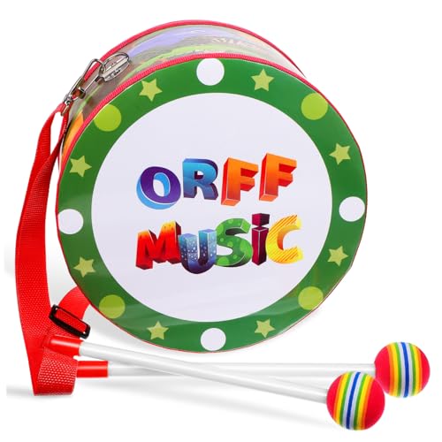 FRCOLOR Kindertrommel mit Trommelstöcken Kinderfreundliches Musikinstrument mit Tragegurt Rhythmische Schlagzeugspiel für Mädchen und Jungen Konzentration und Musikalischem Lernen von FRCOLOR