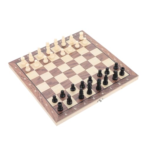 FRCOLOR Klappbares Schachbrett aus Holz Tragbares Westliches Schachspiel Langlebiges Holzmaterial Faltbares Schachspiel für Reisen Praktisches Schachset von FRCOLOR