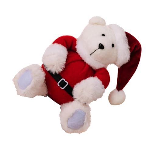 FRCOLOR Kleiner Weihnachtsbär Plüschfigur Flauschig Kuscheltier Detailreicher Verarbeitung und Wärmendem Design für Festliche Stimmung von FRCOLOR