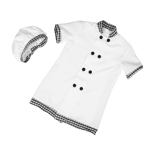 FRCOLOR Kochkostüm Mädchen Chef Outfit Set mit Schürze und Mütze Realistische Details Pflegeleicht Standardgröße für Rollenspiele Bühnenauftritte und Festveranstaltungen von FRCOLOR