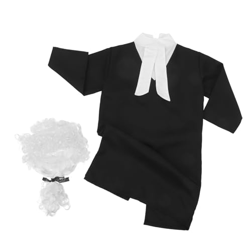 FRCOLOR Richteranzug Für Junge Mädchen Anwaltsrobe Perücke Kostüm Für Halloween Beruf Rollenspiel Kindergarten Verkleidung von FRCOLOR