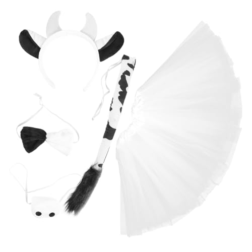 FRCOLOR Kuh Kostüm Set Dekoratives Stirnband mit Ohren Plüschschwanz Fliege und Rock für Karneval Halloween und Cosplay Leicht und Langlebig Einzigartiges Design für Mottopartys FRCOLOR Kuh Kostüm Set Dekoratives Stirnband mit Ohren Plüschschwanz Fliege und Rock für Karneval Halloween und Cosplay Leicht und Langlebig Einzigartiges Design für Mottopartys von FRCOLOR