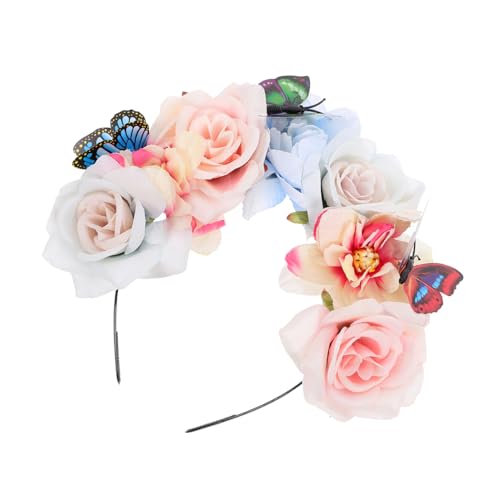 FRCOLOR Kunstblumen Haarband mit Schmetterling Eleganter Kopfschmuck für Damen für Halloween Hochzeiten und Partys Dekoration für von FRCOLOR
