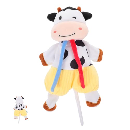 FRCOLOR Kuscheltier Cartoon Kuh Babybeißspielzeug Hochwertigem Cord und Spandex für Neugeborene und Kleinkinder Fördert und Hörentwicklung von FRCOLOR