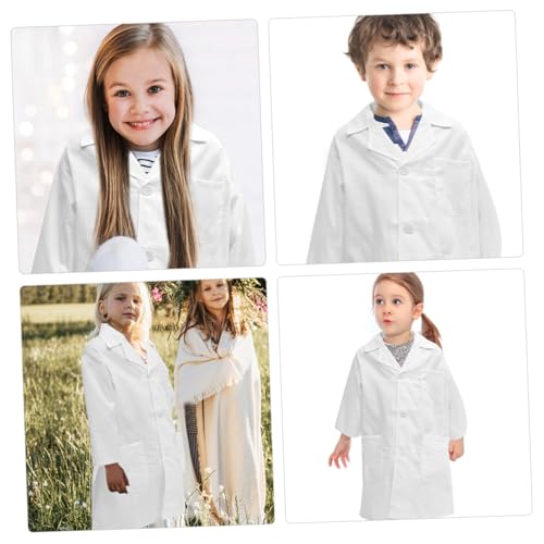 FRCOLOR Laborkittel Langarm Waschbarer Wissenschaftler Kittel Bequemer Cosplay Arztmantel für Schule und Fasching Mittlere mit Taschen Strapazierfähiges Baumwollmaterial Leicht an von FRCOLOR