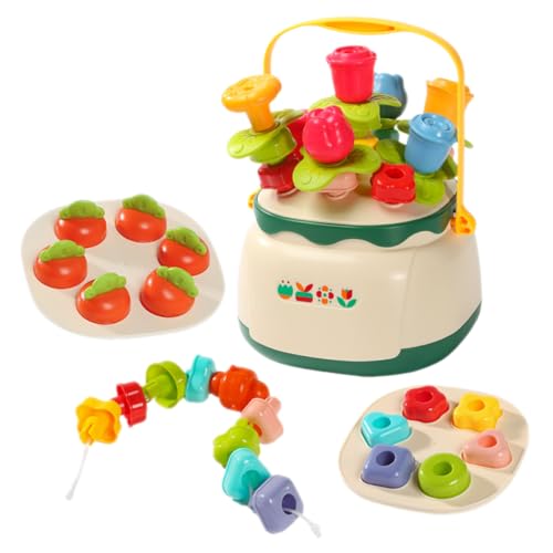 FRCOLOR Lernspielzeug Montessori Perlen Steckspielzeug für Kleinkinder Bunte Holzbausteine Konzentration Feinmotorik und Logisches Denken Ab Jahren von FRCOLOR