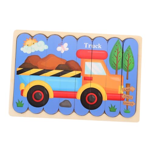 FRCOLOR Lernspielzeug Puzzle aus Glatten Geruchsfreien Holzformen Doppelseitiges Farb und Form Erkennungs für Frühe Entwicklung von Geduld und Hand Auge Koordination von FRCOLOR
