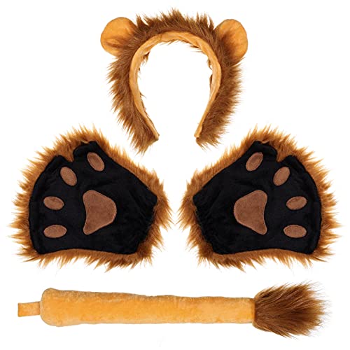 Löwenohren Und Set Löwen- Set Stirnband Und Kragen Pfoten Zubehör Halloween Kostüm für Kinder Und Erwachsene von FRCOLOR