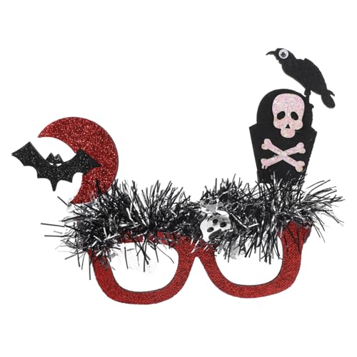 FRCOLOR Lustige Halloween Brille mit Rotem Mond Grabstein und Totenkopf Motiv Witziger Party Fotorequisite für Halloween Party Zubehör Auffälliger Foto Booth Eyeglasses Rahmen von FRCOLOR