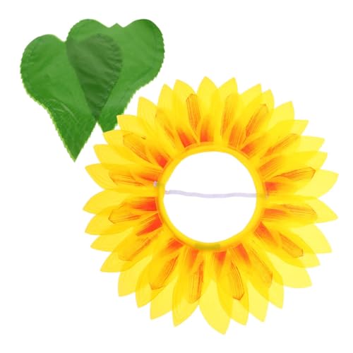 FRCOLOR Lustige Sonnenblumen Kopfbedeckung Handschuhen Bequemes Kinderkostüm für Karneval Tanzparty Rollenspiel und Fotodeko Großer Blumenhut mit Weichem Material von FRCOLOR
