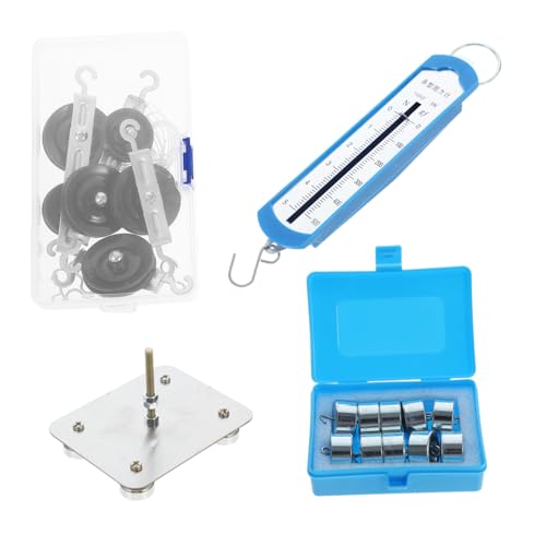 FRCOLOR Magnetisches Pulley System Set mit Metallbasis und Hakengewichten Kraftmesser Kompakte Aufbewahrungsbox für Schüler Physik Experimente und Stem Unterricht Mittelstufe von FRCOLOR