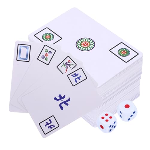 FRCOLOR Mahjong Karten Wasserfest mit Würfeln Tragbares Chinesisches Kartenspiel für Party Reisen Camping Leichtes Handliches Mahjong Spiel Zubehör für Familie und Freunde von FRCOLOR