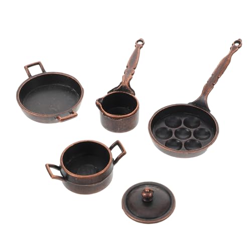 FRCOLOR Maßstab DIY Metall Töpfe und Pfannen Realistische Mini Küchenutensilien für Puppenhaus Zubehör Basteln und Rollenspiel für Tee Party Accessoires von FRCOLOR