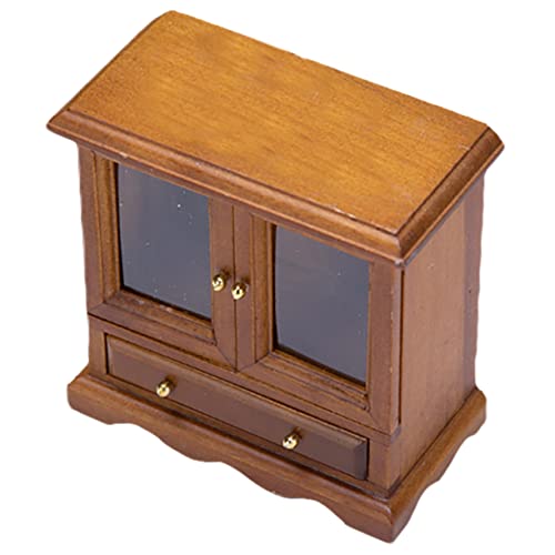 FRCOLOR Maßstab Dekorativer Mini Schrank Walnussfarbe Handarbeit Kindgerechtes Miniaturhaus Zubehör als Puppenhaus Deko und DIY Bastelprojekt von FRCOLOR