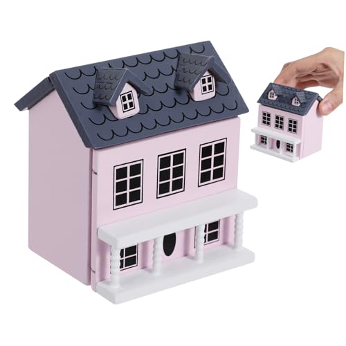FRCOLOR Maßstab Handbemaltes Kleines Hölzernes Puppenhaus Stilvolle Mini Villa mit Blauem Wand und Grauem Dekoratives Miniaturmöbel für Kinderzimmer und Sammler FRCOLOR Maßstab Handbemaltes Kleines Hölzernes Puppenhaus Stilvolle Mini Villa mit Blauem Wand und Grauem Dekoratives Miniaturmöbel für Kinderzimmer und Sammler von FRCOLOR