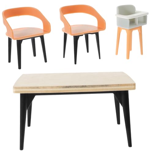 FRCOLOR Maßstab Holz Esstisch mit Europäische Stühle und Hochstuhl Detailreiche Langlebige und Realistische Puppenmöbel für Puppenhaus Dekoration FRCOLOR Maßstab Holz Esstisch mit Europäische Stühle und Hochstuhl Detailreiche Langlebige und Realistische Puppenmöbel für Puppenhaus Dekoration von FRCOLOR