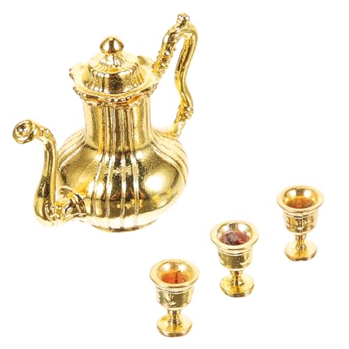 FRCOLOR Maßstab Mini Metall und Teetasse Vintage Stil Detailreiches Puppenzubehör Realistische Mini Küche Dekoration Geschenkidee von FRCOLOR