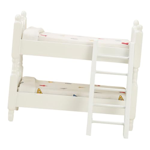 FRCOLOR Maßstab Realistische Mini Doppelstockbett mit Leiter Langlebige Puppenmöbel für Kinderzimmer und Puppenhaus Zubehör von FRCOLOR