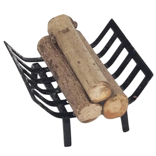 FRCOLOR Maßstab Schwarz Metall Miniatur Dekoration für Puppenhaus Detailgetreues Bemalbares Feuerholzgestell Zubehör für Miniaturzimmer und Essbereich von FRCOLOR
