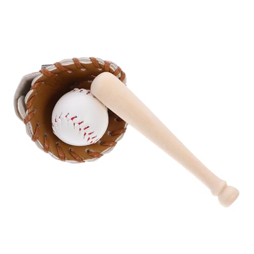 FRCOLOR Mini Baseball Set Dekoratives Mini Baseballspielzeug Handschuh Ball Kit für Puppenhaus und DIY Sammler Robustes Sportaccessoire Naturfarben von FRCOLOR