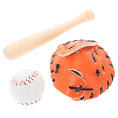 FRCOLOR Mini Baseball Spielset mit PU und Stabiles Outdoor Sport Zubehör Tragbar und Kompakt Dekoratives Puppenhaus Zubehör für Freizeit und Party Teiliges Baseball und Softball Set von FRCOLOR