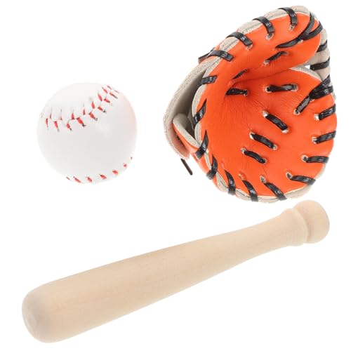 FRCOLOR Mini Baseball für Puppenhaus Sportzubehör aus Pu Leder und Holz Robuste Miniatur Baseballausrüstung für Basteln Dekoration und Outdoor Freizeitspaß von FRCOLOR