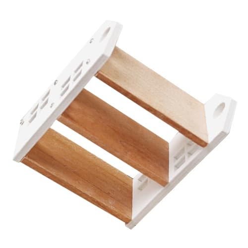 FRCOLOR Mini Bücherregal aus Holz Dreistufiges Miniatur Bücherregal für Puppenhaus Stabiles Mini Aufbewahrungsregal für Kleine Bücher und Dekoration Platzsparendes Miniatur Möbelstück von FRCOLOR