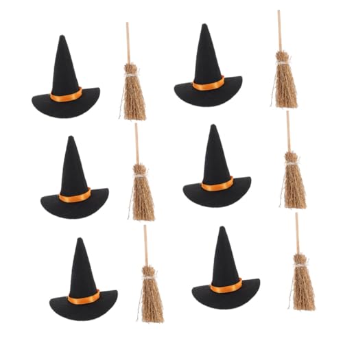 FRCOLOR Mini Halloween Hexenhut und Besen Set Kreative Kleine Hexenbesen und Filzhüte Platzsparende Halloween Dekoration für Party DIY Basteln und Kleine Räume FRCOLOR Mini Halloween Hexenhut und Besen Set Kreative Kleine Hexenbesen und Filzhüte Platzsparende Halloween Dekoration für Party DIY Basteln und Kleine Räume von FRCOLOR