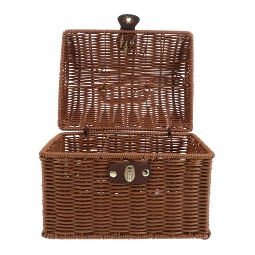 FRCOLOR Mini Mahjong Koffer Miniatur Imitation Rattan Aufbewahrungsbox mit Deckel Rechteckiger Korb für Stilvolle Home Dekoration und Effiziente Aufbewahrung FRCOLOR Mini Mahjong Koffer Miniatur Imitation Rattan Aufbewahrungsbox mit Deckel Rechteckiger Korb für Stilvolle Home Dekoration und Effiziente Aufbewahrung von FRCOLOR