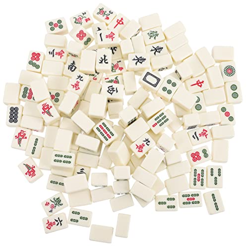 FRCOLOR Mini Mahjong Set Miniatur Chinesisches Mahjong Reise Spielset mit U Förmigem Lineal Solide Gravierte Tragbares Tischspiel für Freizeit und Unterwegs von FRCOLOR