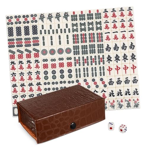 FRCOLOR Mini Mahjong Set Tragbares Reise Mahjong aus Langlebigem Melamin Kompaktes Spiel für Familie Freunde und Party Fördert Logisches Denken und Hand Auge Koordination von FRCOLOR