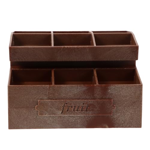 FRCOLOR Mini Obst Snack Regale Puppenhaus Regal Puppenhaus Obstregal Puppenhaus Kuchenständer Puppenhaus Obstregal Puppenhaus Gemüseregal Miniatur Verzierung Hellbrauner Kunststoff von FRCOLOR