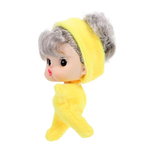 FRCOLOR Mini Puppe für Mädchen Realistische Vinyl Puppe Robustes Material Süße Cartoon Vielseitiges Dekorationsspielzeug für Schlafzimmer und Wohnzimmer Gelb von FRCOLOR