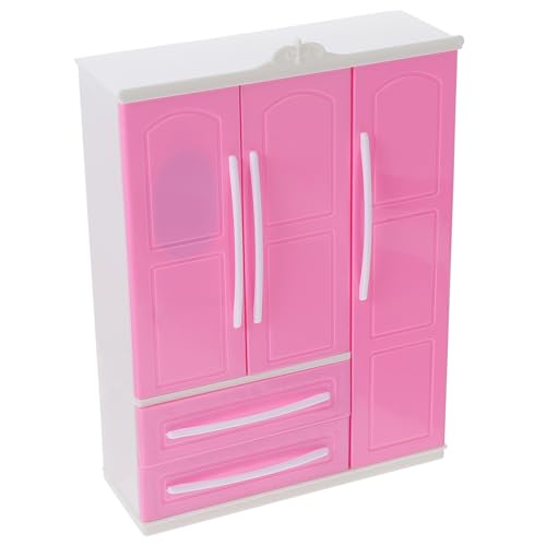 FRCOLOR Mini Puppenhaus Kleiderschrank Dreitüriger Wandschrank Kompakte Leichte Möbeldekoration Geeignet als Doll Clothes Accessory und Puppenhaus Möbel für Eltern Junge Mädchen Spiele von FRCOLOR