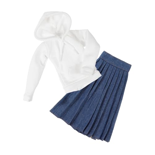 FRCOLOR Mini Puppenkleidung Weiches Austauschbares Puppen Outfit mit Weißem Hoodie und Blauem Einfach Ausziehbar Modisch und Komfortabel für Kleine Puppen von FRCOLOR