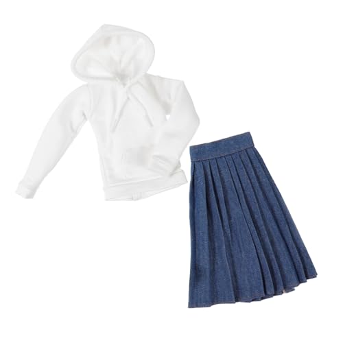 FRCOLOR Mini Puppenkleidung Weißer Sweatshirt und Blauer Faltenrock Weiche Bequeme Doll Outfits für Puppen Einfach An Ausziehbar Niedliches Mode kostüm für Mädchen spielspaß von FRCOLOR