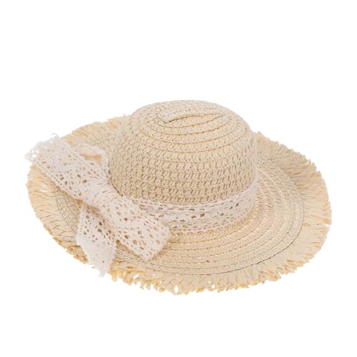 FRCOLOR Mini Strohhut mit Zarter Spitze Bezauberndes Puppenzubehör für DIY Basteln Kreative Kostüm Accessoires Beige Vielseitig für Puppenkleider und Festliche Dekorationen von FRCOLOR