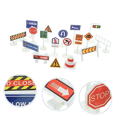 FRCOLOR Mini Verkehrsschilder Spielset Teilig Lernspielzeug aus Kunststoff Leicht und Transportabel Realistische Verkehrszeichen für Fantasievolles Rollenspiel Geeignet für Kindergarten von FRCOLOR